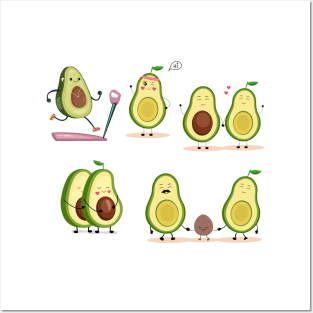 Avocado love story, cartoon avocado, avocardio Posters and Art